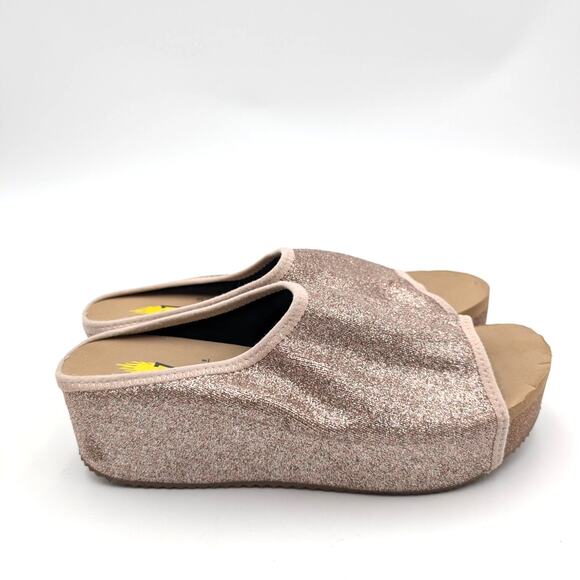 Volatile Festina Wedge Sandal Women's Slip-On Glitter Blush Size US7 EU37.5 - Picture 3 of 11